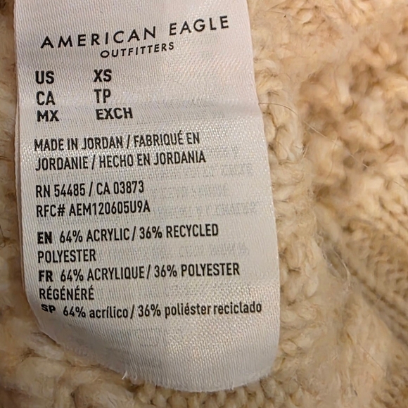 American Eagle Outfitters Oatmeal Cream Oversized Sweater Rory Gilmore Preppy - Picture 4 of 4